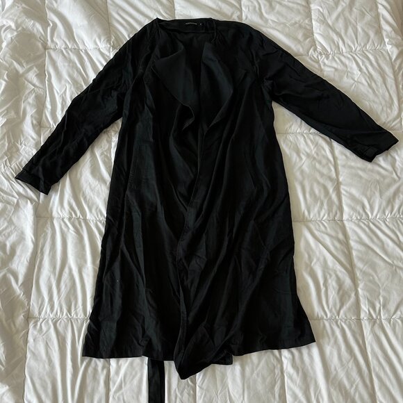 MONOPRIX FEMME BLACK LYOCELL TRENCH COAT - Picture 1 of 6
